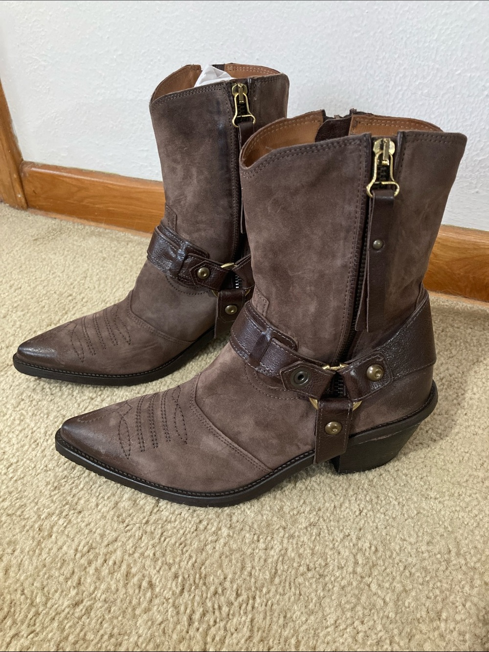 A.S.98 Chocolate Brown Suede Western Boot Size 7 NWOT